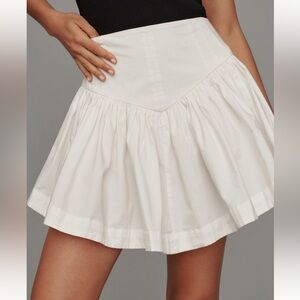 Maeve Basque-Waist Flirty Mini Skirt white